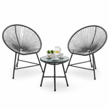 Set Mobili da Giardino Garden Line 2 Sedie Tavolino Grigio Rattan Vetro 5mm