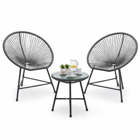 Set mobili da giardino Garden Line grigio con 2 sedie e tavolino in vetro