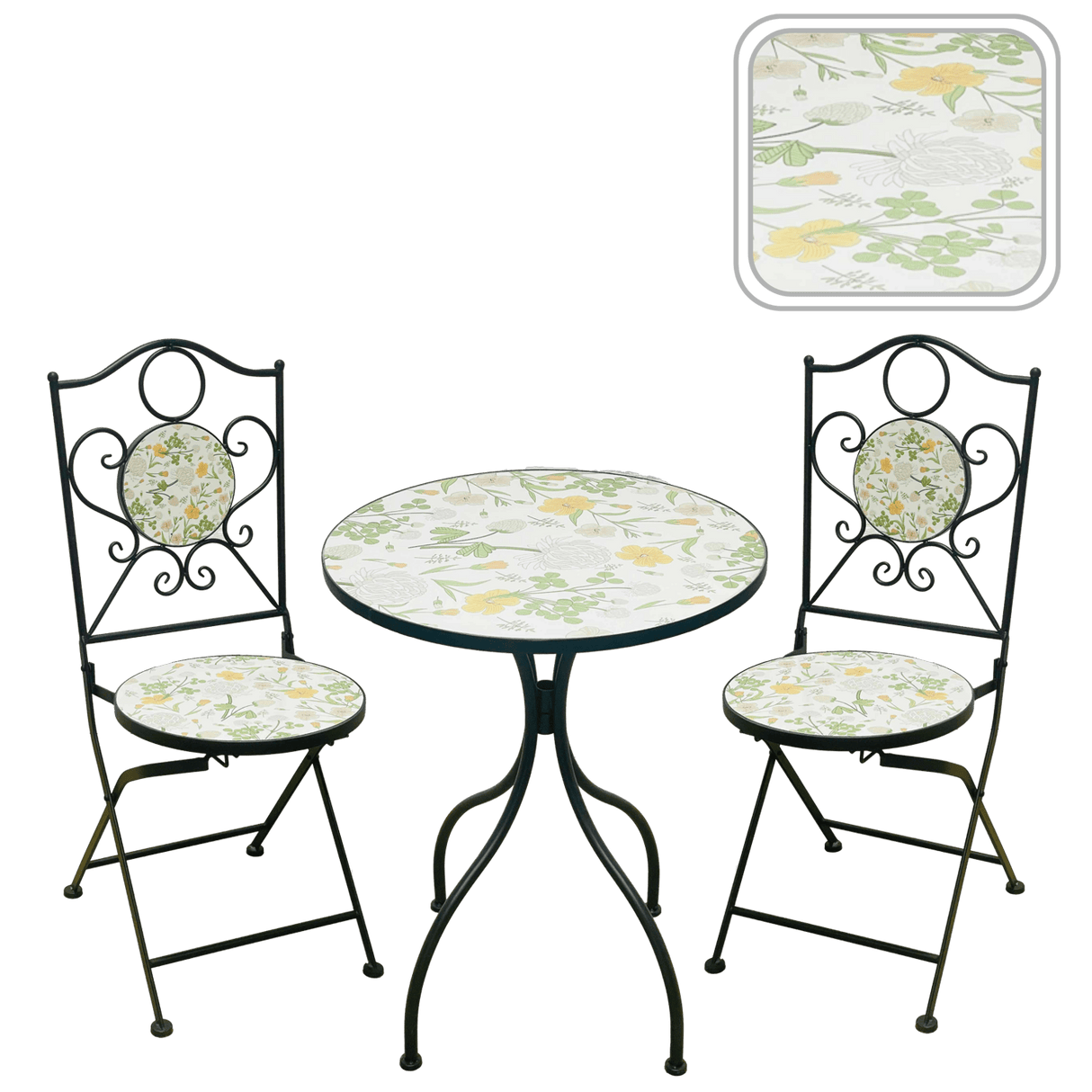 Set Sedie + Tavolo da Giardino Stile Mosaico