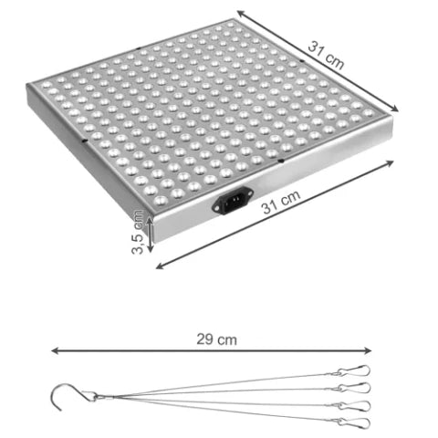 Pannello LED per la crescita delle piante 225 LED (165 rossi + 60 blu) 36W – con funi di sospensione
