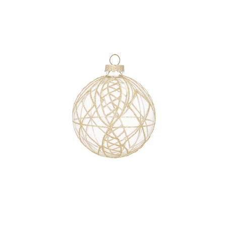 Pallina di Natale in Vetro Trasparente Dorata Ø8 cm – Decori Assortiti