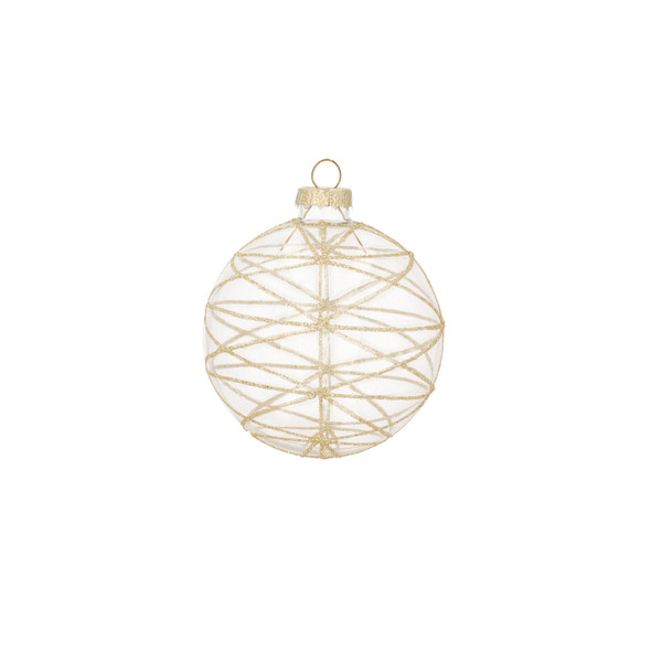 Pallina di Natale in Vetro Trasparente Dorata Ø8 cm – Decori Assortiti