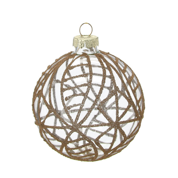 Pallina di Natale in Vetro Trasparente Dorata Ø8 cm – Decori Assortiti