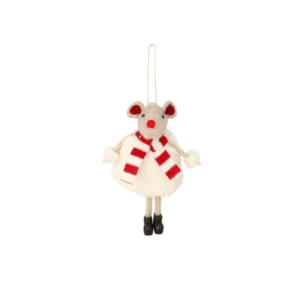 Topolino di Natale con Sciarpa e Stivaletti da Appendere 7 x 11 cm – Colori Assortiti