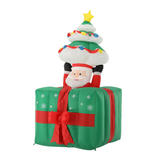 Babbo Natale Gonfiabile Animato con Albero nel Pacco Regalo 180 cm con Luci LED
