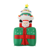 Babbo Natale Gonfiabile Animato con Albero nel Pacco Regalo 180 cm con Luci LED