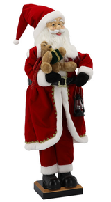 Babbo Natale con Orsetto 110 cm con Luci LED, Musica e Movimento