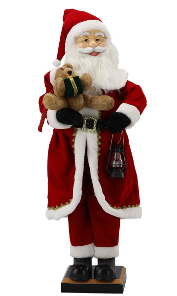 Babbo Natale con Orsetto 110 cm con Luci LED, Musica e Movimento