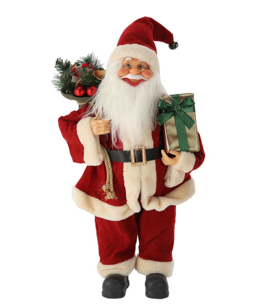 Babbo Natale Rosso in Piedi con Sacco 60 cm