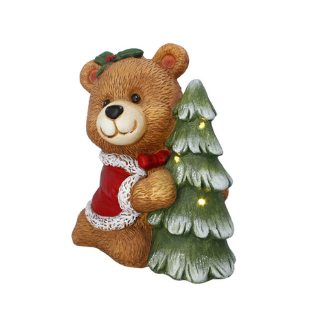 Figura Natalizia Orsetto con Albero Luminosa LED 28 x 17 x 32 cm