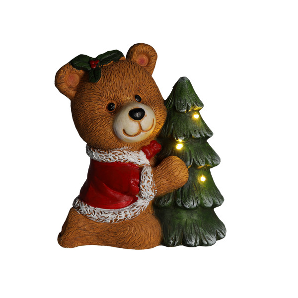 Figura Natalizia Orsetto con Albero Luminosa LED 28 x 17 x 32 cm