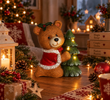 Figura Natalizia Orsetto con Albero Luminosa LED 28 x 17 x 32 cm