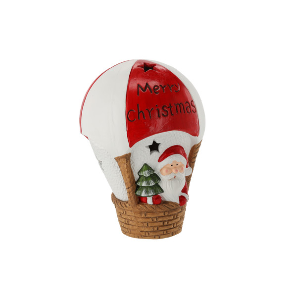 Babbo Natale in Mongolfiera Merry Christmas con LED 23 x 23 x 35 cm