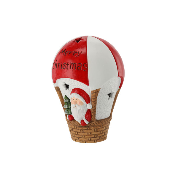 Babbo Natale in Mongolfiera Merry Christmas con LED 23 x 23 x 35 cm