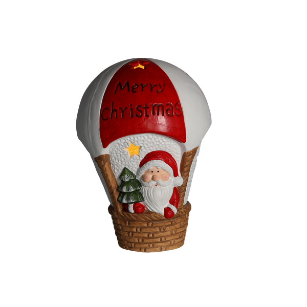 Babbo Natale in Mongolfiera Merry Christmas con LED 23 x 23 x 35 cm
