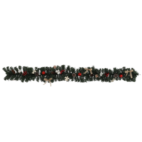 Ghirlanda Natalizia Decorata 180 cm – Per Camino, Porte e Scale