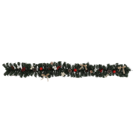 Ghirlanda Natalizia Decorata 180 cm – Per Camino, Porte e Scale