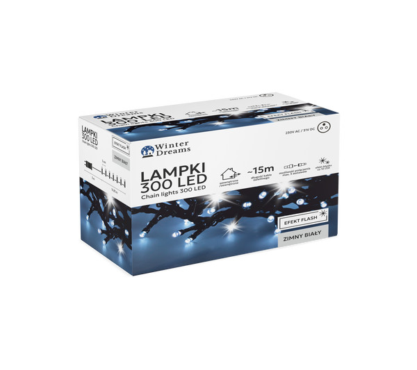 Catena Luminosa 300 LED Bianco Freddo con Flash – 18 m Interno/Esterno