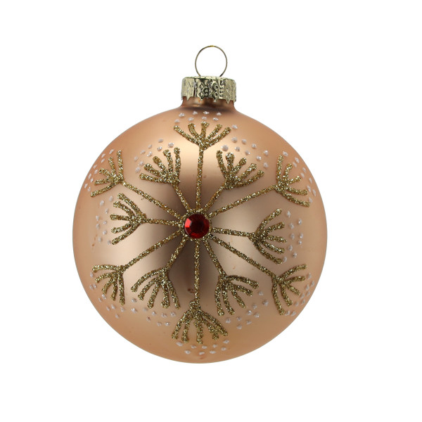 Pallina di Natale in Vetro Champagne Decorata 8 cm – Decori Assortiti