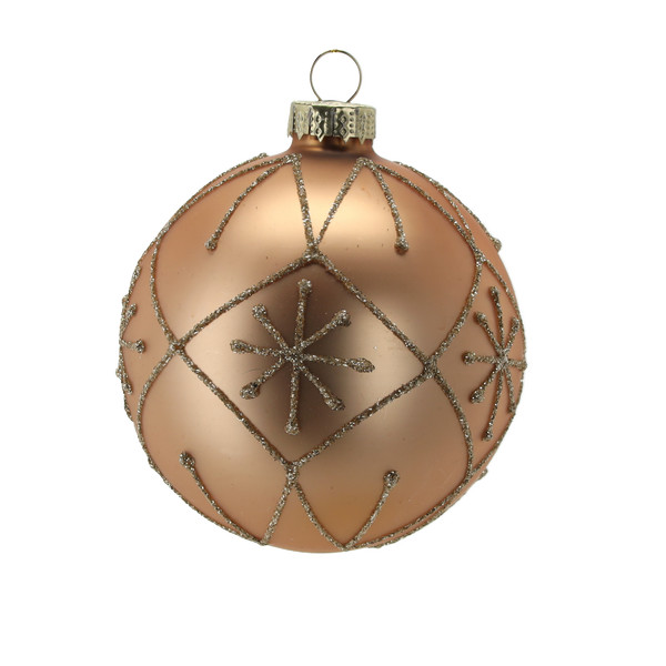 Pallina di Natale in Vetro Champagne Decorata 8 cm – Decori Assortiti