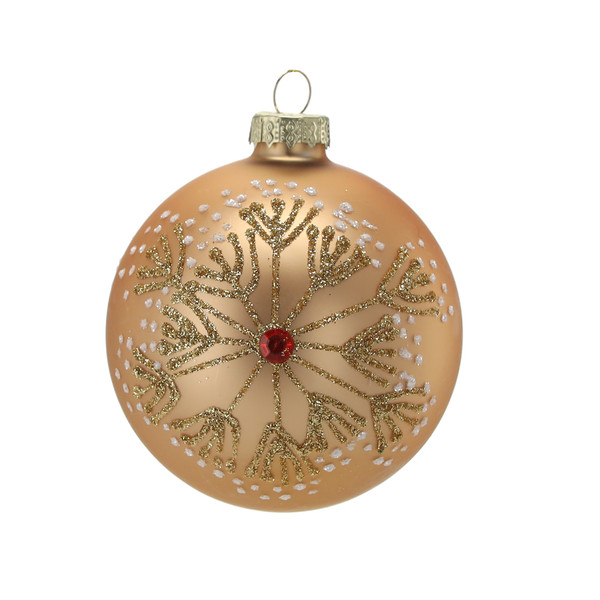Pallina di Natale in Vetro Champagne Decorata 8 cm – Decori Assortiti