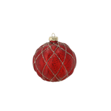Pallina di Natale in Vetro Rosso Scuro Decorata 10 cm – Decori Assortiti