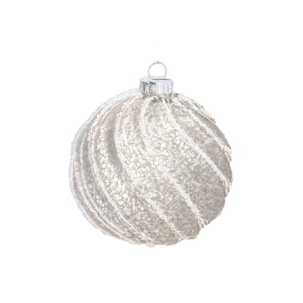 Pallina di Natale in Vetro Argento Decorata 10 cm – Decori Assortiti
