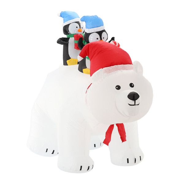 Orso Polare Gonfiabile con Pinguini 200 cm con Luci LED