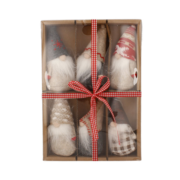Set 6 Addobbi per Albero Gnomi 13 cm – Colori Assortiti