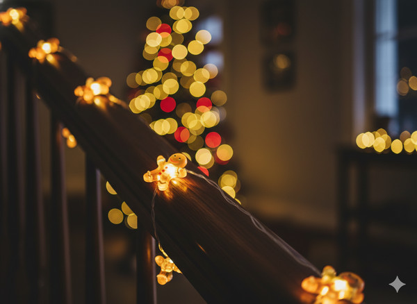 Catena Luminosa LED Omini di Pan di Zenzero 20 Luci a Batteria