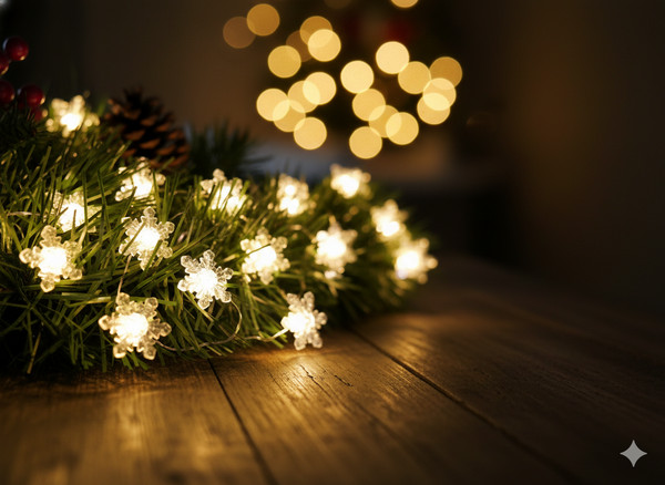 Catena Luminosa LED Fiocchi di Neve 20 Luci a Batteria