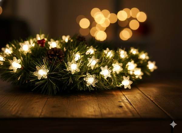 Catena Luminosa LED Fiocchi di Neve 20 Luci a Batteria
