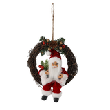 Babbo Natale Rosso nella Corona Natalizia 18 cm