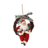 Babbo Natale Rosso nella Corona Natalizia 30 cm