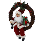 Babbo Natale Rosso nella Corona Natalizia 30 cm