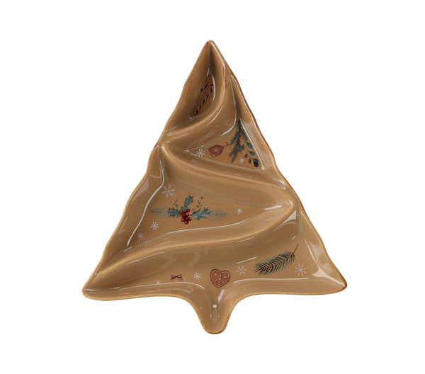 Piatto da Portata in Porcellana a Forma di Albero di Natale "Winter Coffee" 29,3 x 33,2 cm