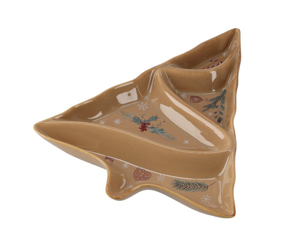 Piatto da Portata in Porcellana a Forma di Albero di Natale "Winter Coffee" 29,3 x 33,2 cm