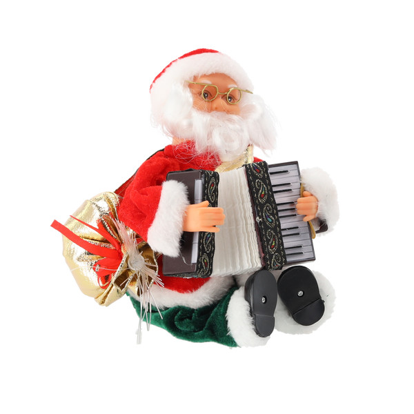 Babbo Natale Musicale e Animato con Fisarmonica e Luci RGB 25,5 cm