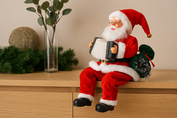 Babbo Natale Musicale e Animato con Fisarmonica e Luci RGB 40,5 cm