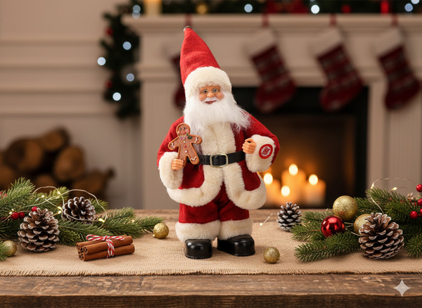 Babbo Natale con Pan di Zenzero che Balla e Canta 30 cm
