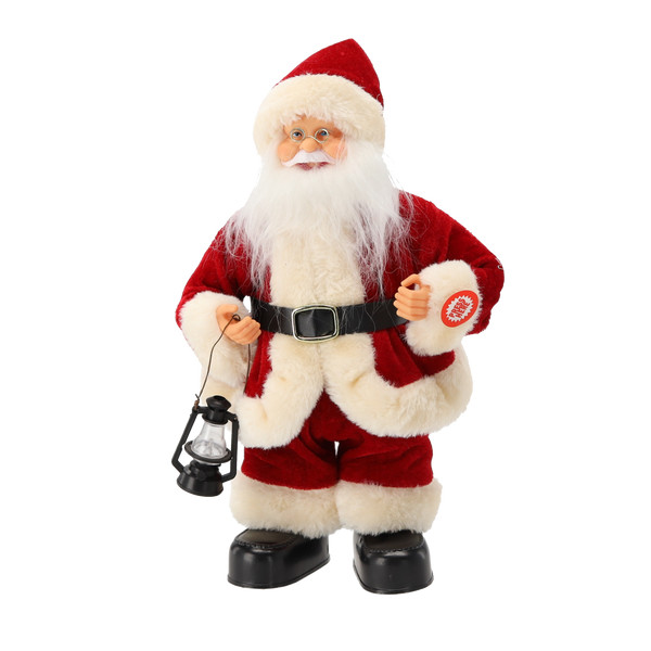 Babbo Natale con Lanterna che Balla e Canta 30 cm