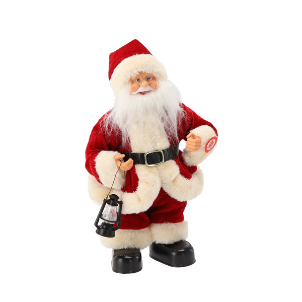 Babbo Natale con Lanterna che Balla e Canta 30 cm