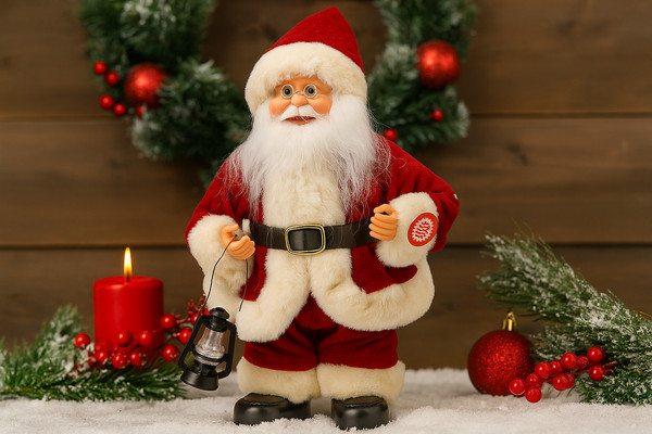 Babbo Natale con Lanterna che Balla e Canta 30 cm