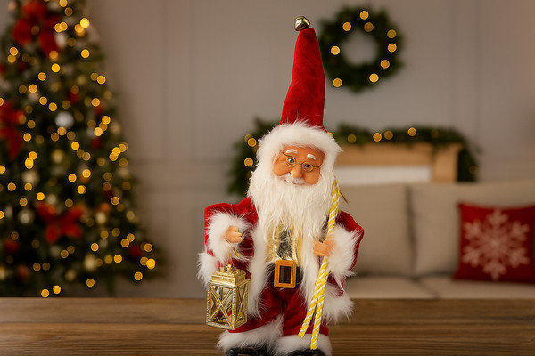 Babbo Natale Musicale e Animato con Lanterna 30,5 cm