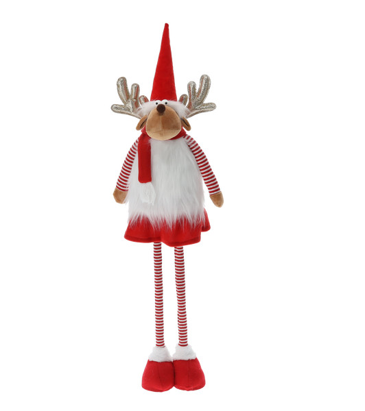 Renna di Natale con Gambe Regolabili 60-100 cm Rossa – Bambina o Bambino