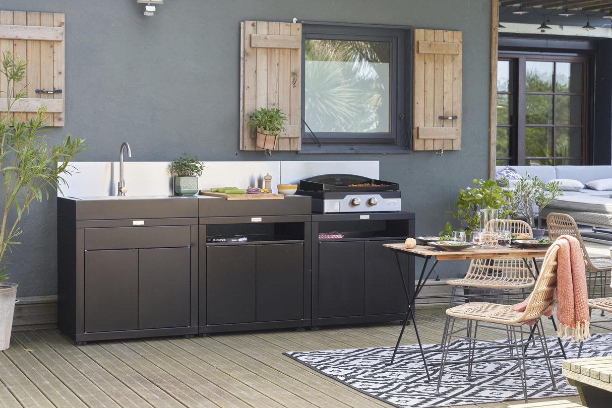 Cucina Outdoor Le Marquier 3 Moduli NerI Lavello Acciaio Inox