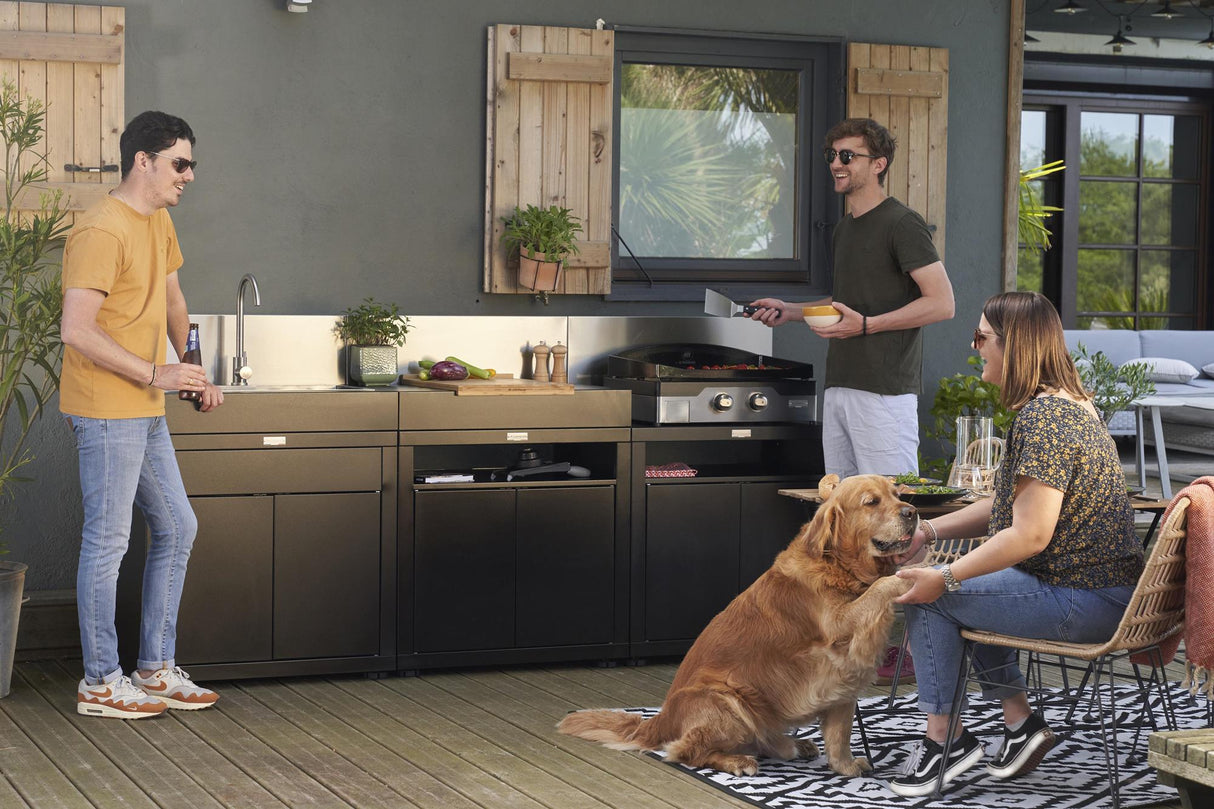 Cucina Outdoor Le Marquier 3 Moduli NerI Lavello Acciaio Inox