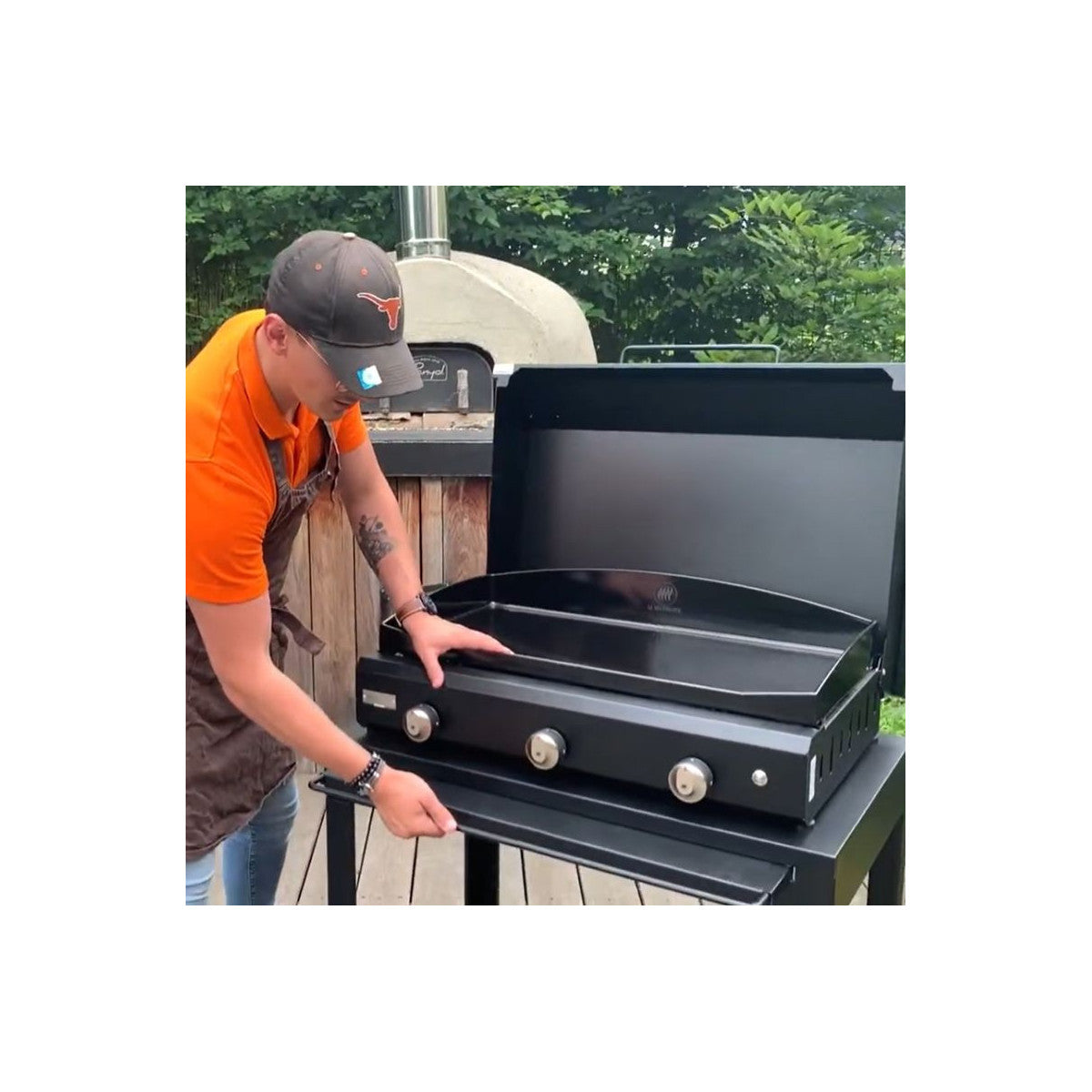 Le Marquier AMALIA PRO 375 – Piastra Liscia a Gas Nera in Ghisa Smaltata con Bruciatori Inox