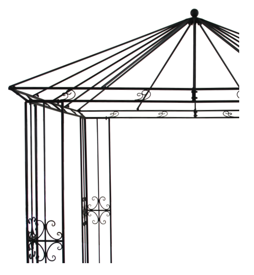 Gazebo da Giardino Conico 258 x 258 x 290 cm Stile Elegante Nero Antico