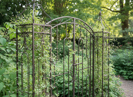 Cancello da Giardino in Metallo 170 x 163 cm Stile Decorativo Bronzo Antico